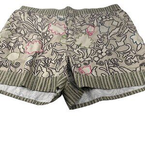 Knox Rose Women's Size 1X Short Two Front Pockets Beige Floral New Without Tags